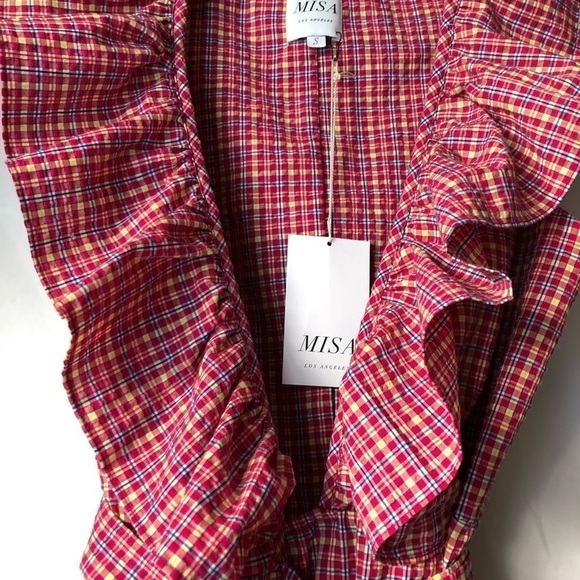 MISA Los Angeles Stella Gingham Print Dress Small - Picture 6 of 10